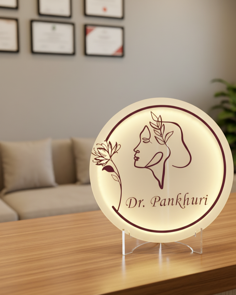 Personalised illuminated acrylic nameplate by Aakar Creation Gifts
